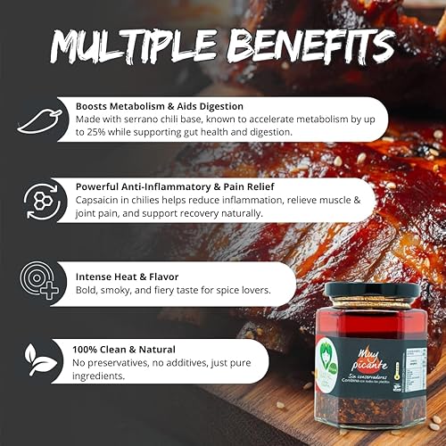 Miniatura 4 de De Mamá Gourmet  Chili Crisp Extra Hot  Aceite de chile crujiente y picante  Salsa vegana premium, totalmente natural, sin conservantes  Sabor