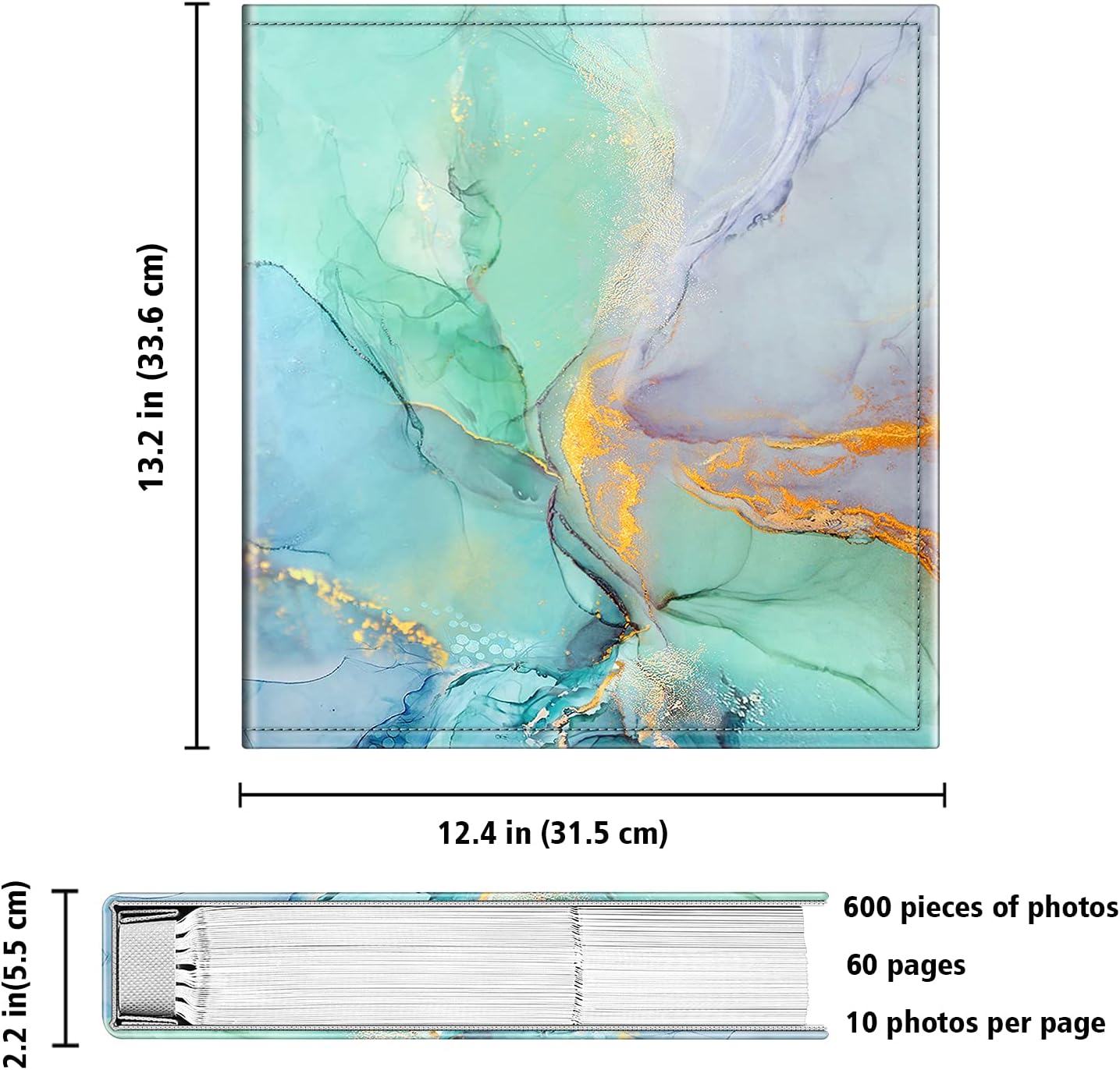 Fintie Photo Album 4x6 Photos - 600 Pockets Large Capacity Photo Book Cover for Family Wedding Anniversary Baby Vacation Pictures, Emerald Marble