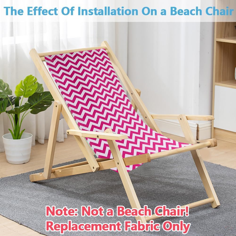 GORGECRAFT Beach Sling Chair Replacement Canvas 120X43cm Outdoor Chairs Cloth Replacements Pink and White Stripes Reclining Patio Folding Chair Fabric for Sunbathing Garden Courtyard Relaxation - Image 3