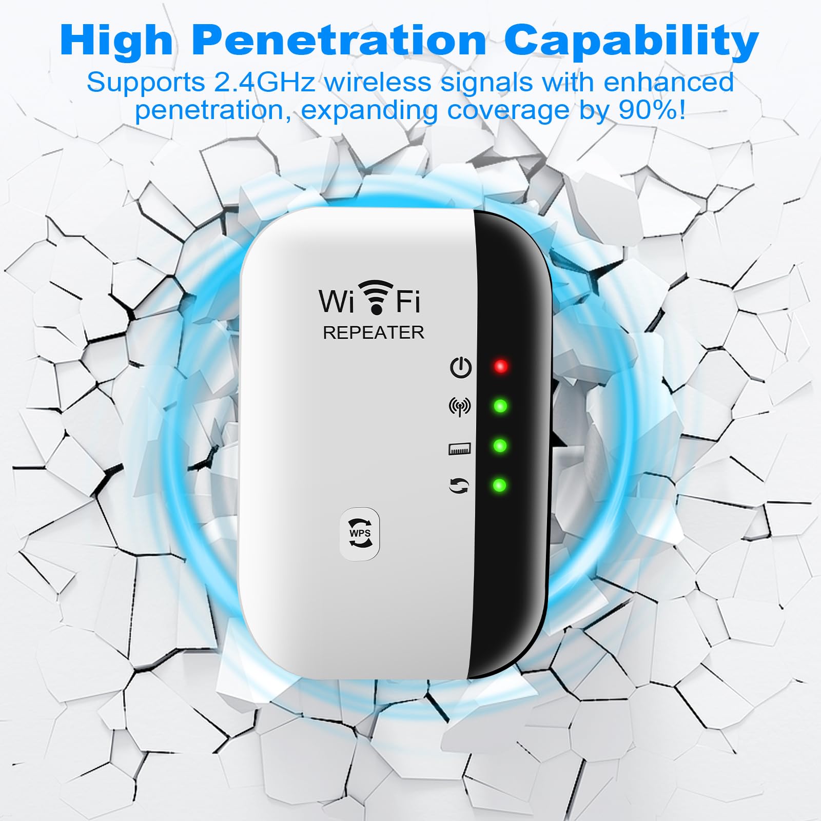 WiFi Répéteur, 300 Mbit/s 2,4GHz Amplificateur WiFi Puissant