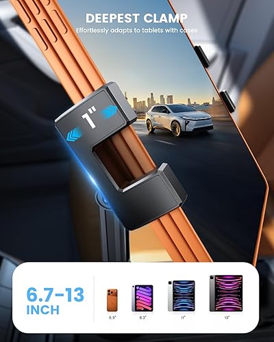 Miniatura 6 de Lamicall - Soporte para tablet para portavasos de automóvil - Lamicall 15 pulgadas de altura ajustable ultra estable soportes de automóvil