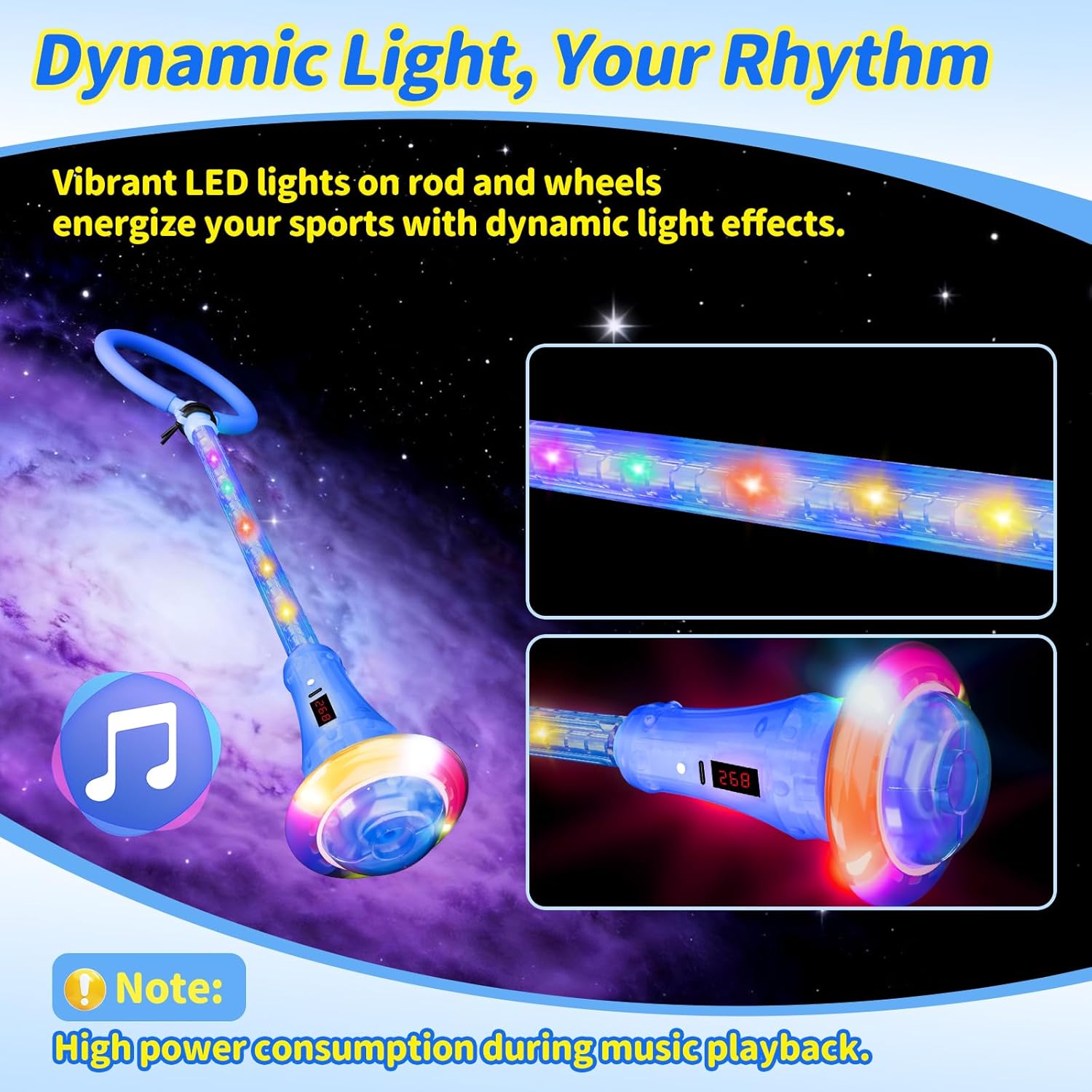 Skip Ball with Counter, Timer and Calorie Calculator, Rechargeable Light-Up Wheel Toy for Kids 6-10+