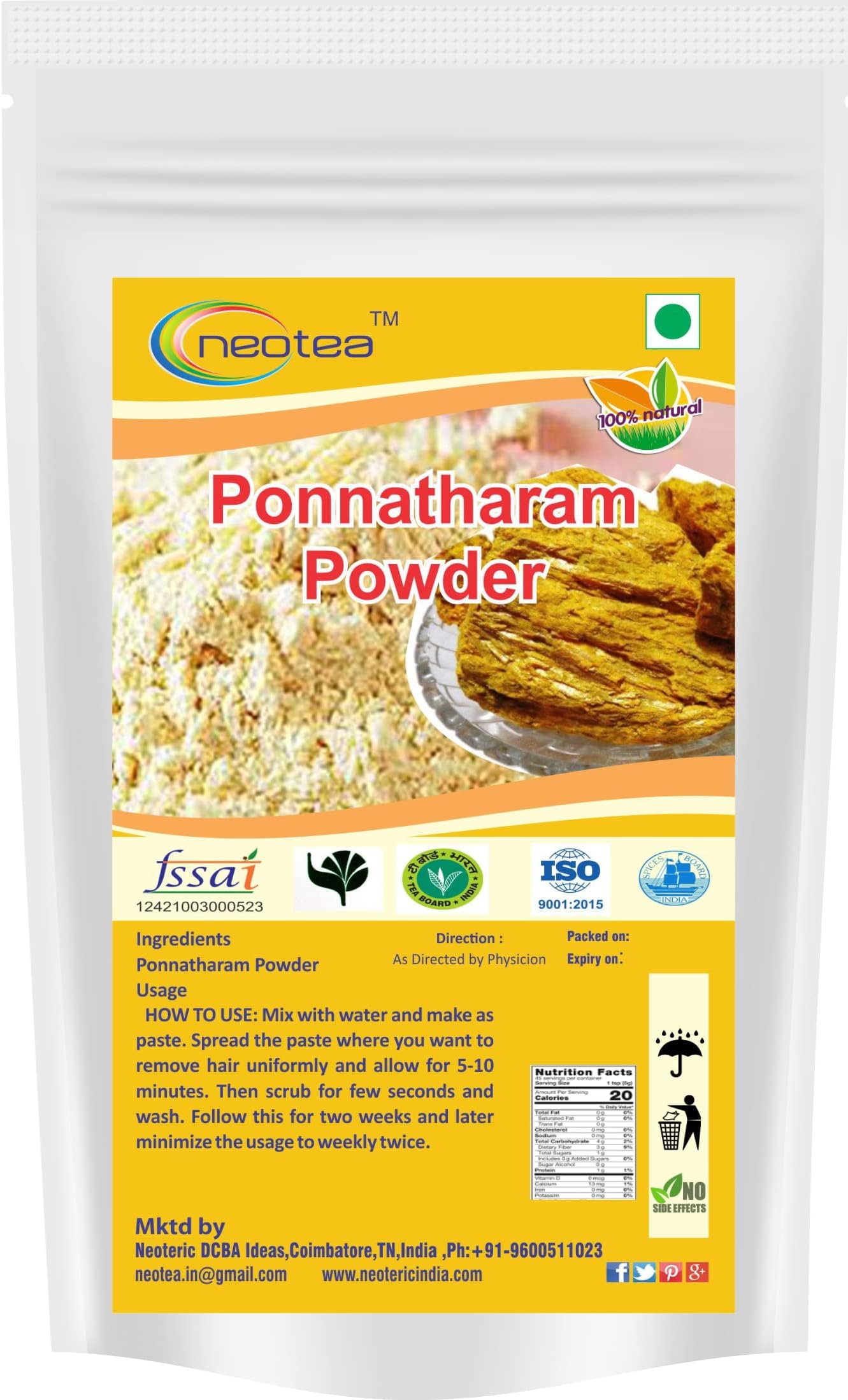 Neotea Flax Ponnatharam Hartal Varki Haratal Powder 100Gm