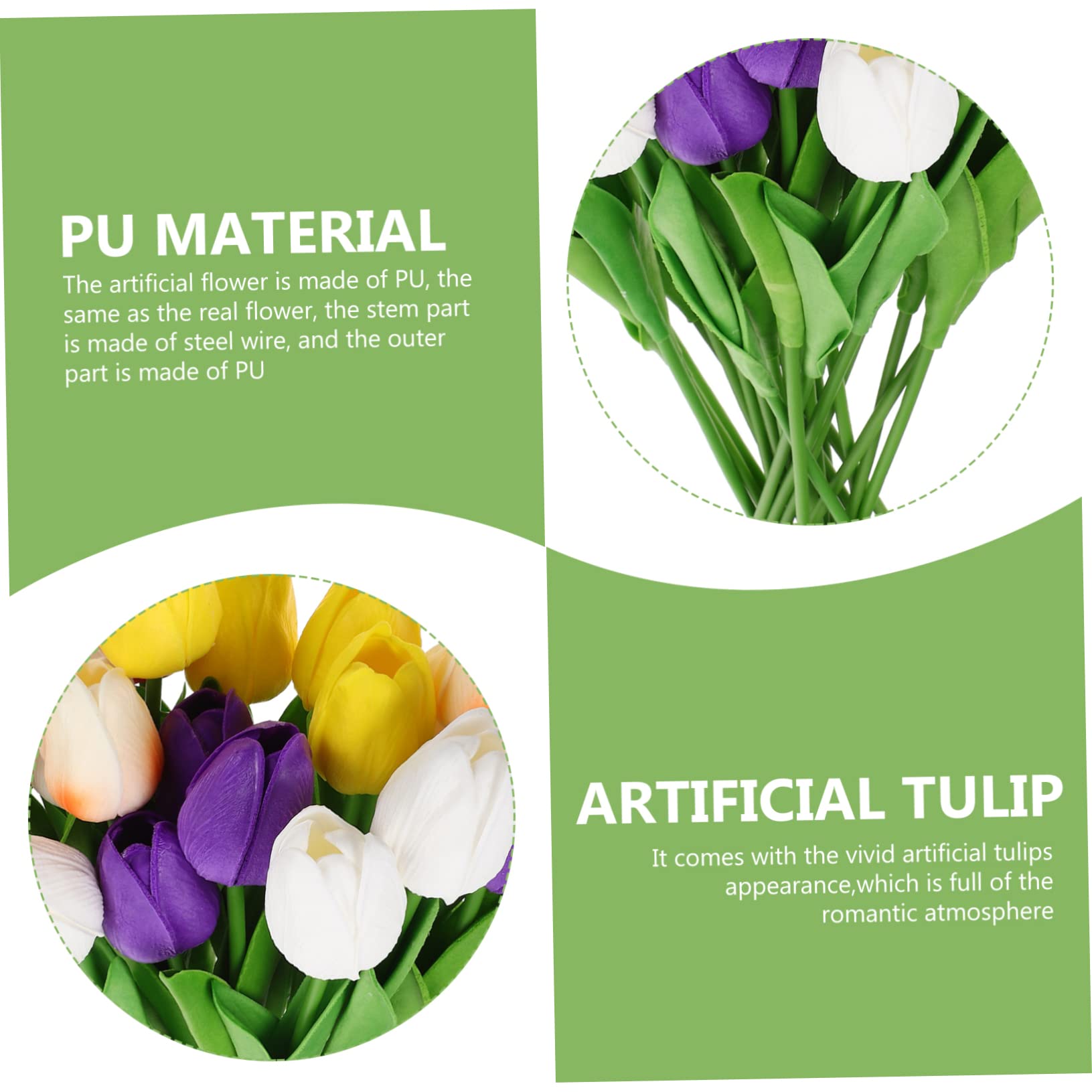 GARVALON 25 Stück Künstliche Tulpen Garten Dekoration Echt Kunstblume Künstlich Ornament Foto-Requisiten