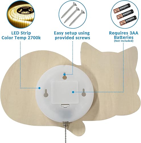 Miniatura 6 de Luces nocturnas de bebé para cuarto de bebé, lámpara de pared flotante de gato para cuarto de bebé, bonita lámpara flotante de gato para dormitorio