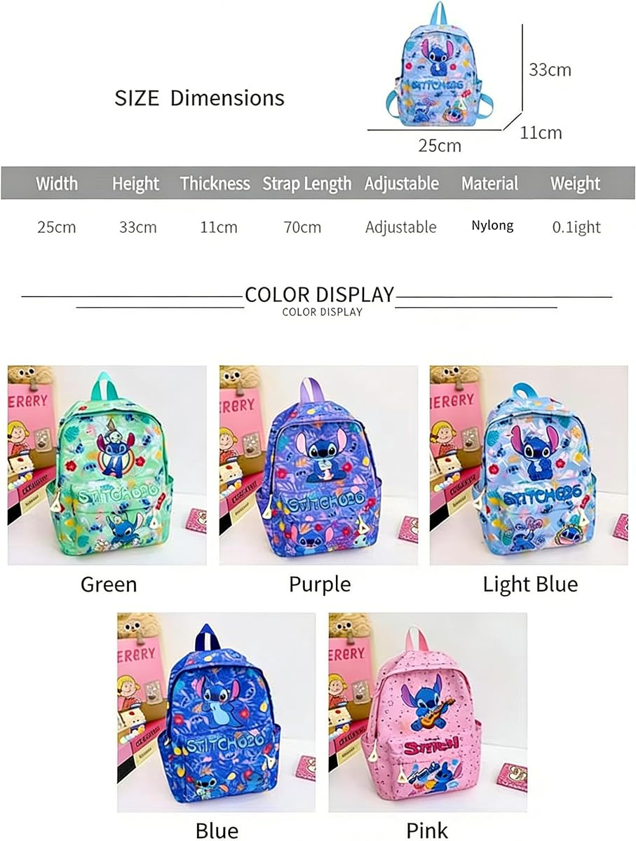 Backpack Stitch Cute Anime Student Schoolbag Cartoon Casual Travel Bag for Boys and Girls School Season Backpack (1)