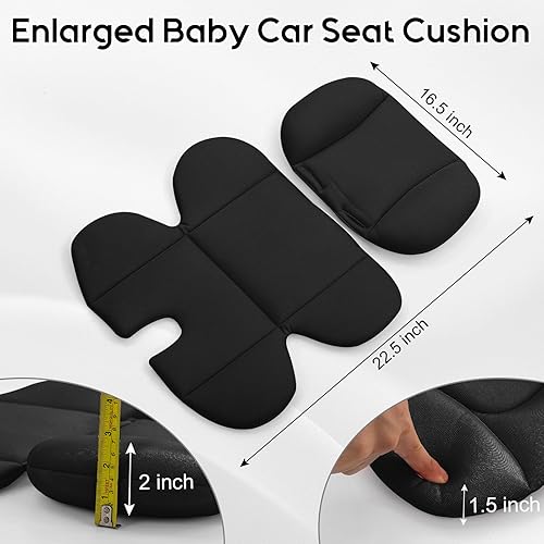 Miniatura 6 de Inserto de asiento de automóvil infantil con 2 reposacabezas para bebés prematuros a niños pequeños, soporte de cabeza de asiento de automóvil