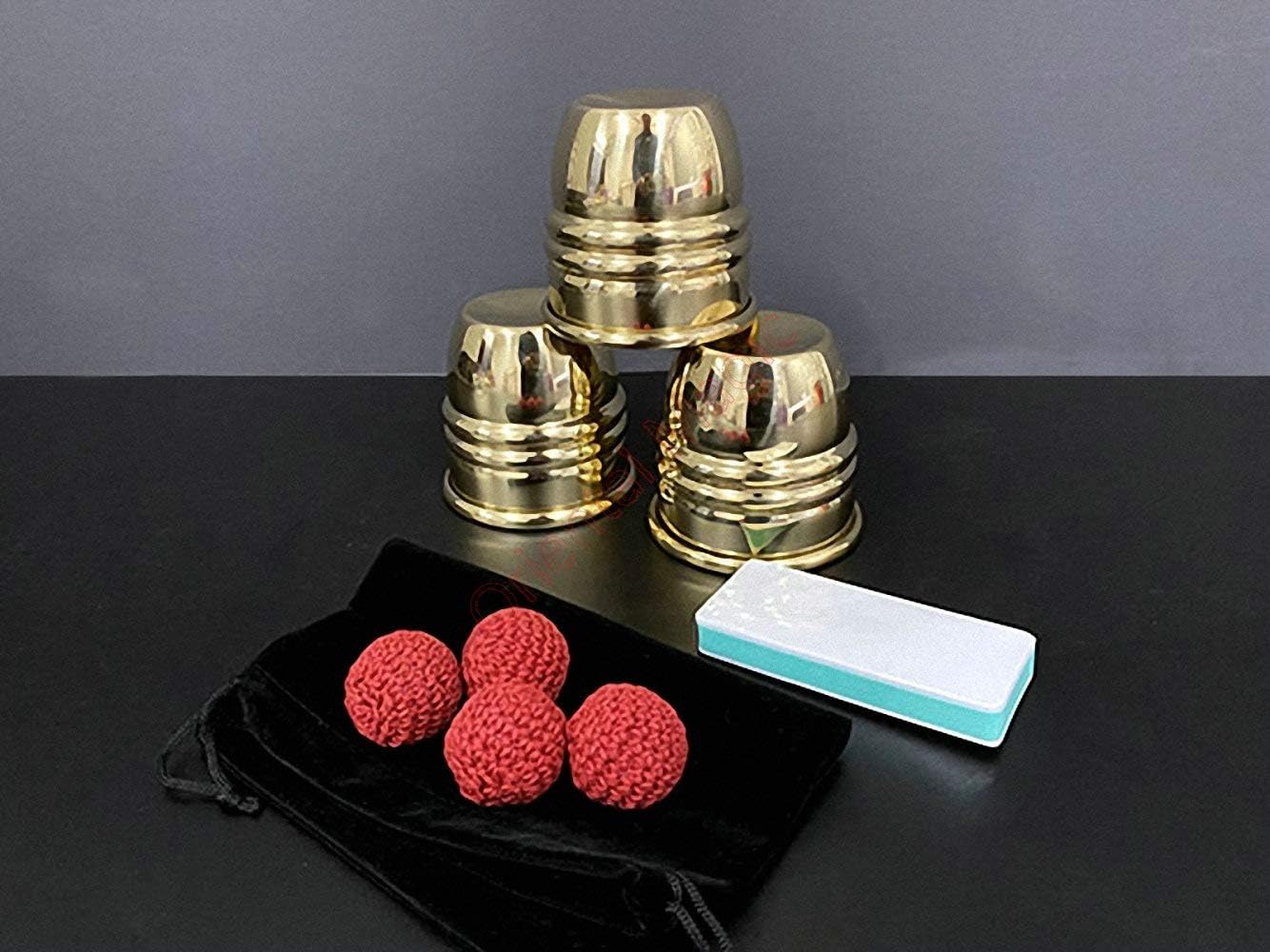 Super Cups and Balls (Brass) Magic Tricks , Party Tricks, Amazing Tricks , Magic Kit,Stage Magic