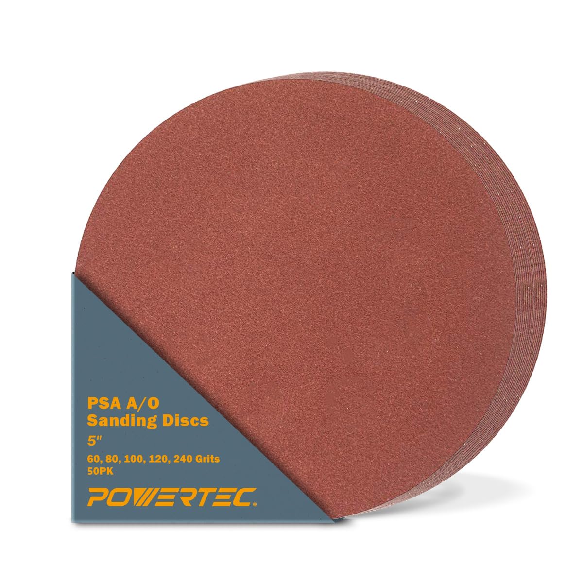 POWERTEC 60 PCS 5 Inch PSA Sanding Disc - 10 Each of 60, 80, 100