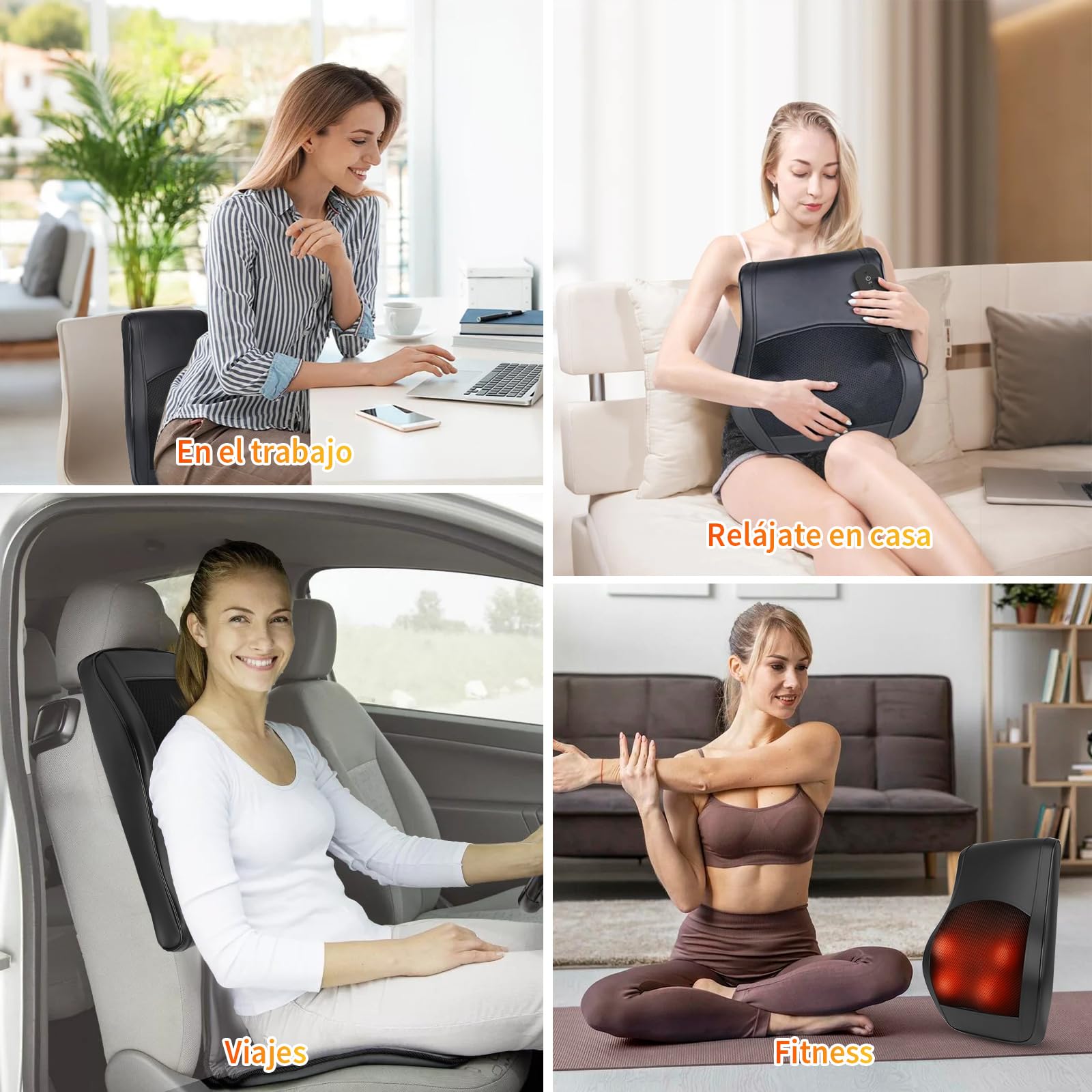 Masajeador de cuello con calor y vibración, masajeador de espalda con 3 niveles de calor y 3 intensidades, masajeador Shiatsu para oficina, hogar y coche, para alivio del dolor específico 38 x