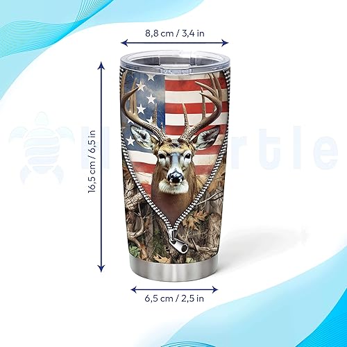 Vista 29 de Hyturtle Regalos personalizados de caza para hombres, vaso de caza de camuflaje de 20 onzas, taza de café de viaje de acero inoxidable, regalo