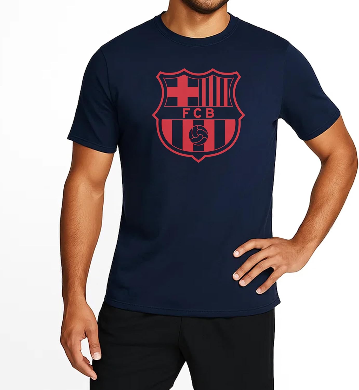 Icon Sports Barcelona FC Soccer Tee - Officially Licensed Unisex Adult Cotton Short Sleeve T-Shirt 120 Navy S - Image 2