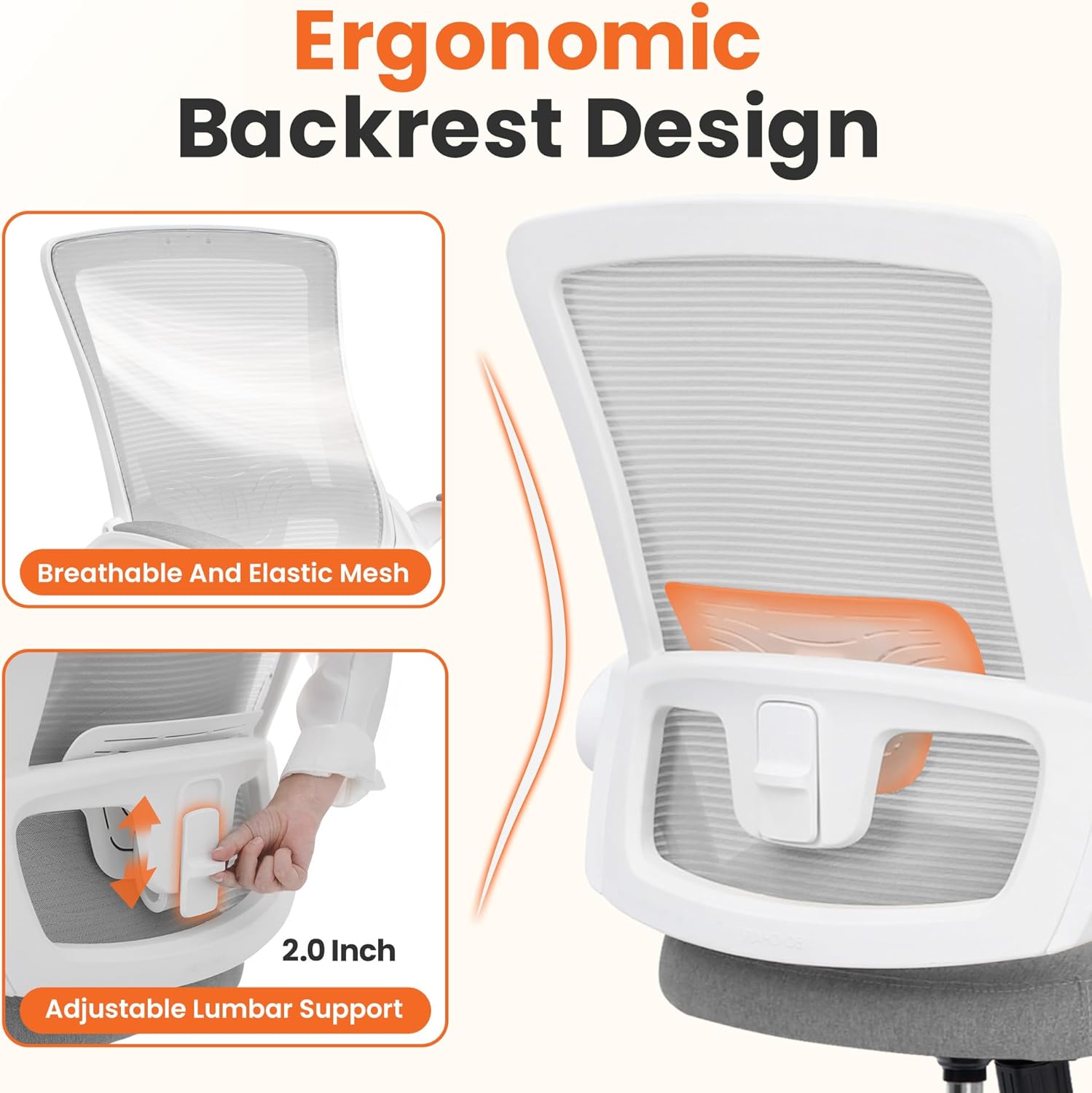 NEO CHAIR Office Desk Gaming Chair Computer High Back Mesh Seat with Rolling Wheels Ergonomic Adjustable Comfy Flip-up Armrests Lumbar Support Height for Home (Grey)
