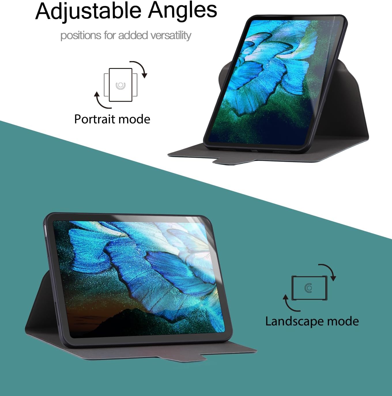 Rotating Slim Cover for iPad (A16) 11th Generation 11 Inch (2025), iPad 10th Gen 2022 10.9 Inch iPad 10 Case, for Apple iPad 10th Generation Case with Auto Sleep/Wake, Blue Butterflies