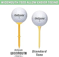 Vista 6 de GoSports 3.25 Widemouth Tees Plastic Golf Tees, 60 Tee Players Pack - Max Distance and Easier Teeing