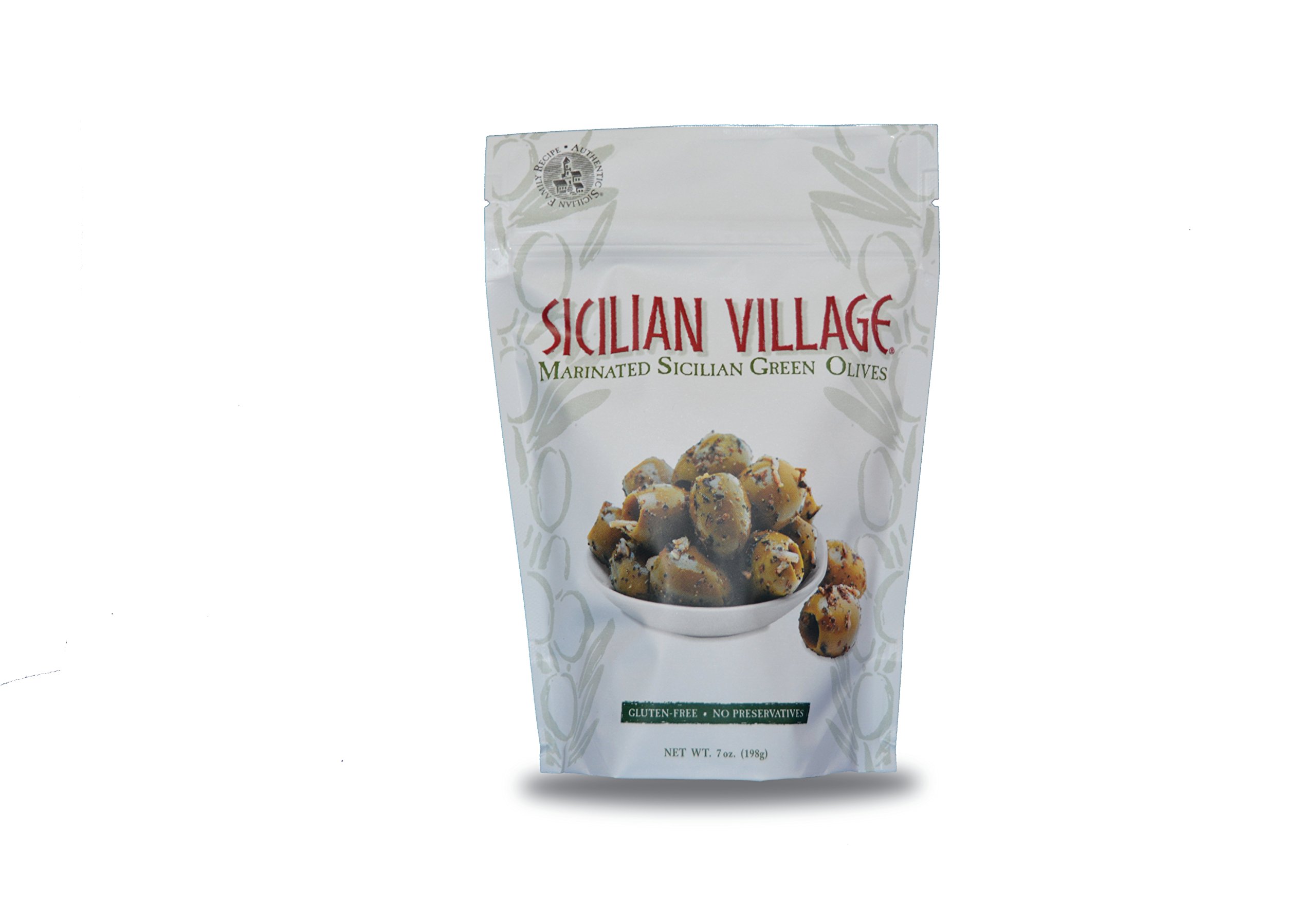 Sicilian Village Marinated Olives, Green, 7 Ounce
