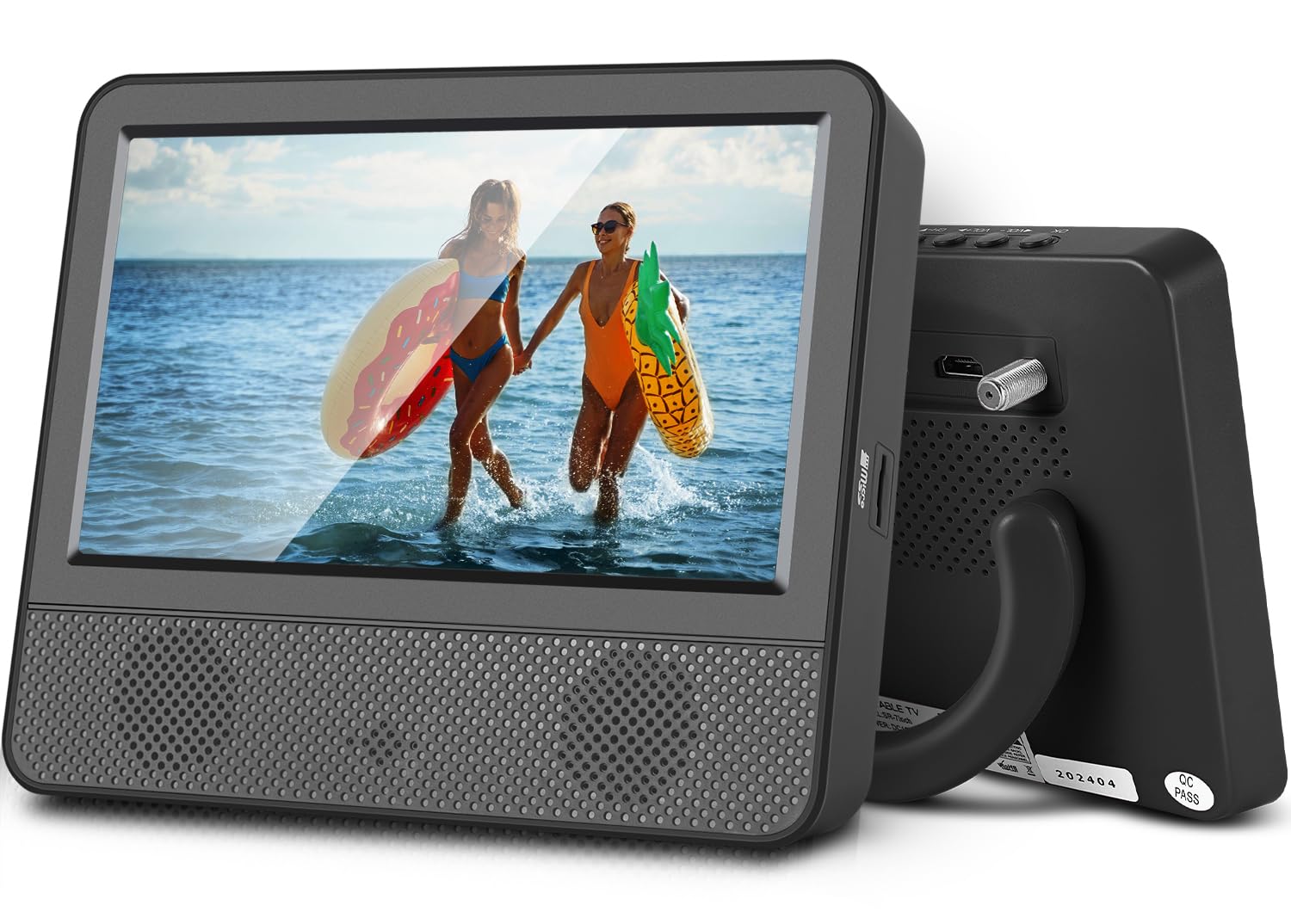 Jexiop 7インチIPS 1080Pスクリーンテレビ、デジタルATSCチューナー付き小型テレビ、USB/TFポート、HDMI入力、キャンプキャラバンキッチン用ミニテレビ