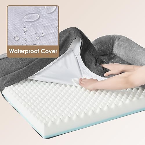 Miniatura 4 de EHEYCIGA Cama para perro de espuma viscoelástica para tamaño mediano, sofá ortopédico para perro con lados y forro impermeable, sofá lavable para