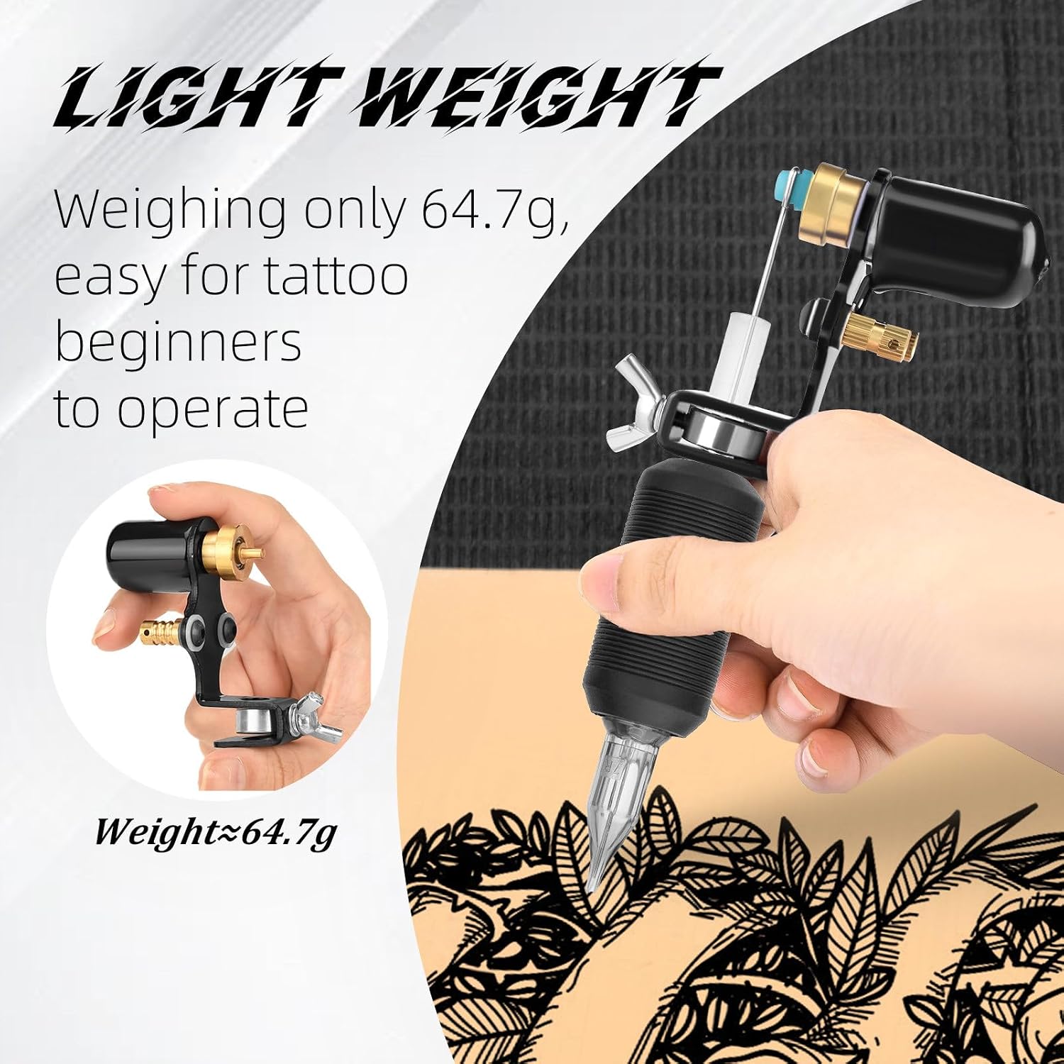 ATOMUS Tattoo Machine Shader & Liner Assorted Tattoo Motor Gun Kits Supply For Artists (Black)