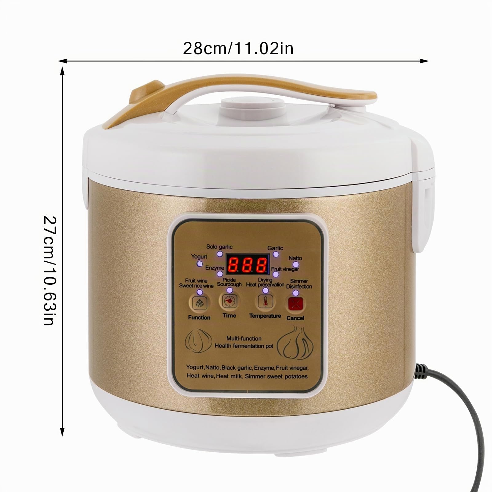Fermentador de ajo negro de 6 litros, fermentador automático de ajo inteligente con olla interior de doble pared, control de tiempo y temperatura, control de secado independiente para encurtir