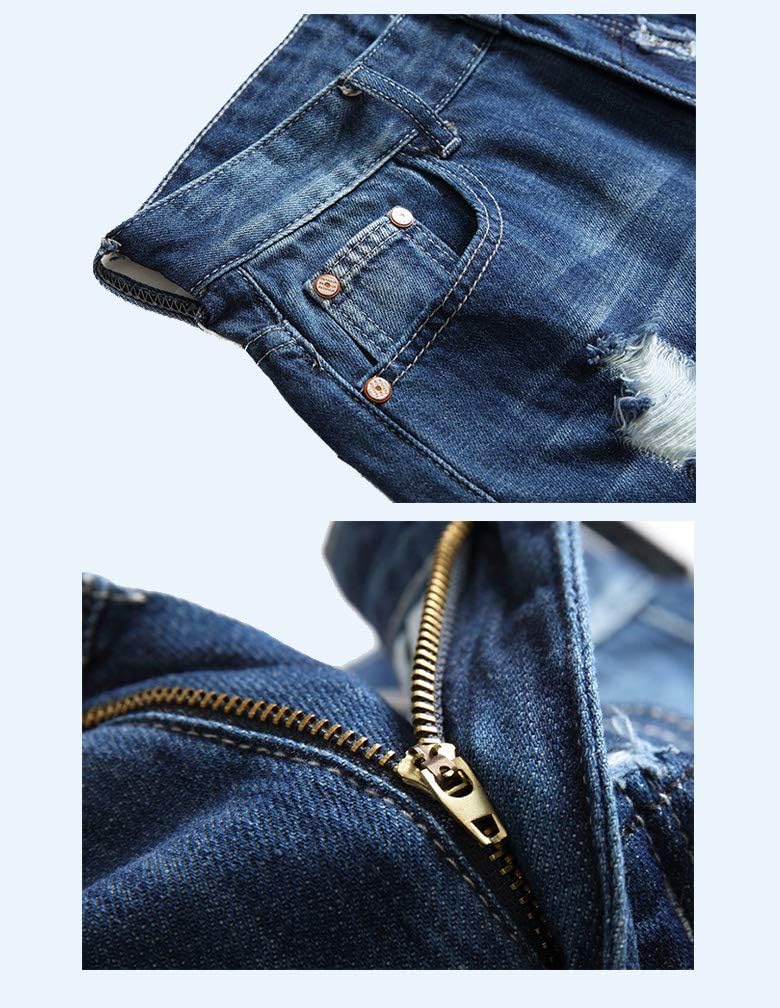 Lavnis Men's Moto Biker Jeans Shorts Ripped Distressed Denim Shorts with Broken Hole - Image 3