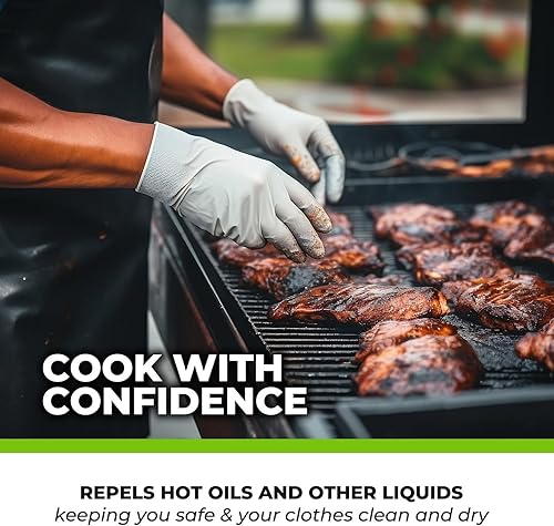 Miniatura 6 de GREEN LIFESTYLE Paquete de 2 delantales de vinilo de goma impermeables, delantales de trabajo resistentes a productos químicos, delantales