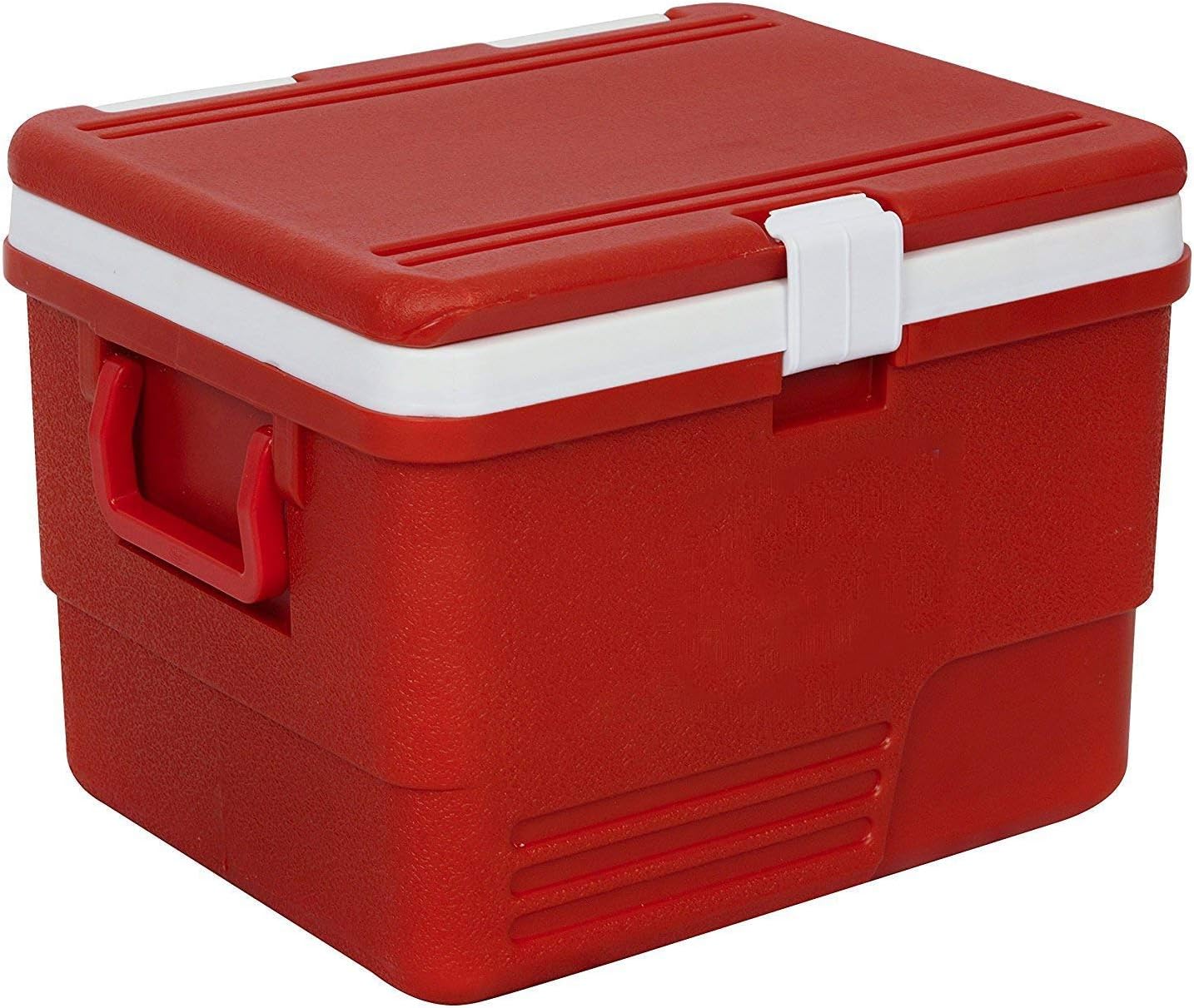 Portable 25 Liter Ice Box Cooler with Secure Locking Lid – Long Cooling Hours and Durable Build – Best for Outdoor Camping, Fishing and Sports Activities (1 Pcs) (Red)