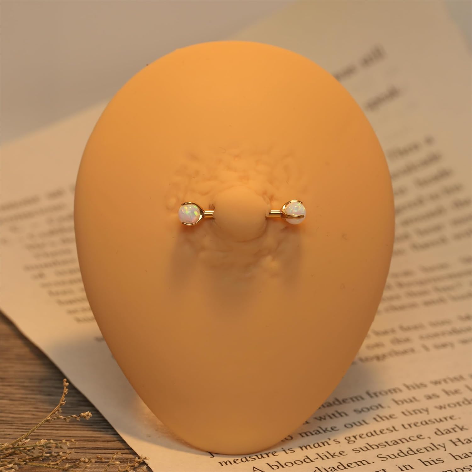 PEAKLINK 14G Titanium Nipple Rings & Barbell - CZ Opal Bridge Piercing Jewelry - Straight Internally Threaded - 12-18mm - Image 4