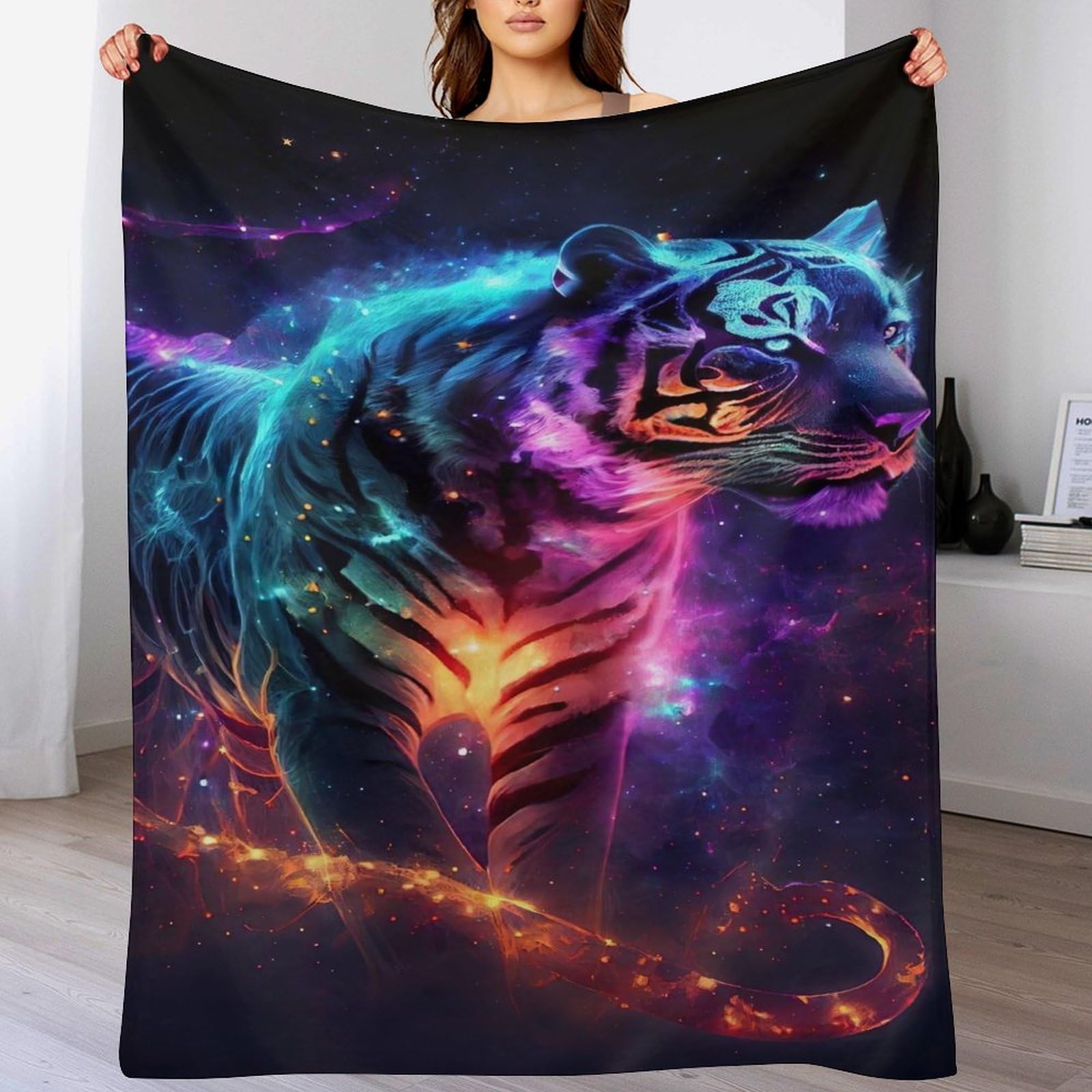 Couverture tigre flannel anti-froid | Plaid doux lavable en machine pour lit et sofa