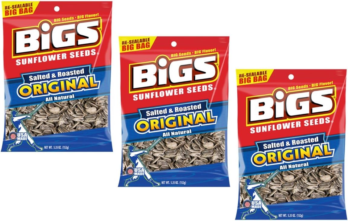 Amazon.com : Bigs Original Sunflower Seeds Salted & Roasted Big Bag, 5. ...