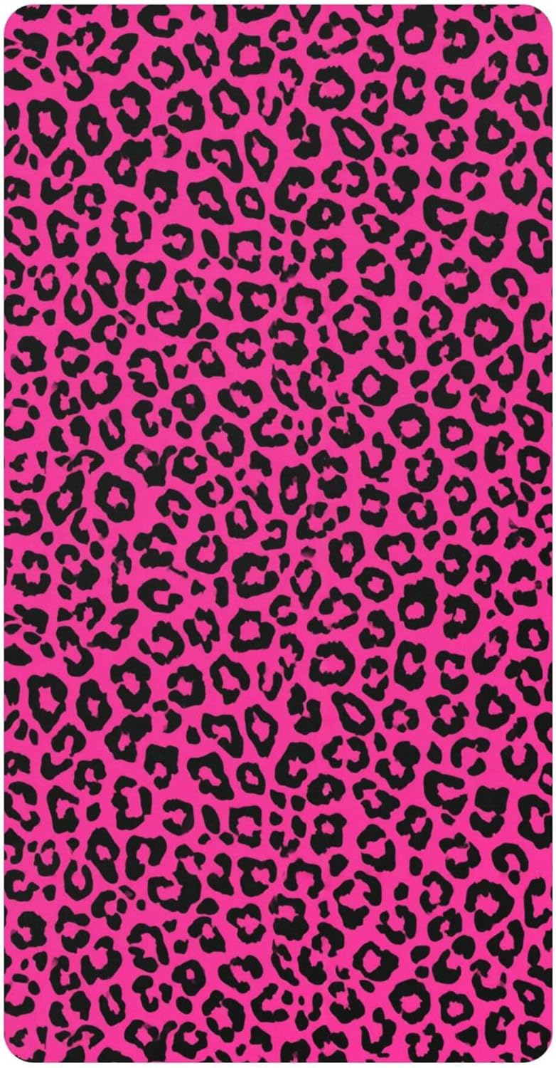 Africa Pinks Leopard Print Crib Sheets Soft Breathable Fitted Cotton Baby Crib Sheets Mattress Cover for Girl Boy, 52" x 28" x 9"