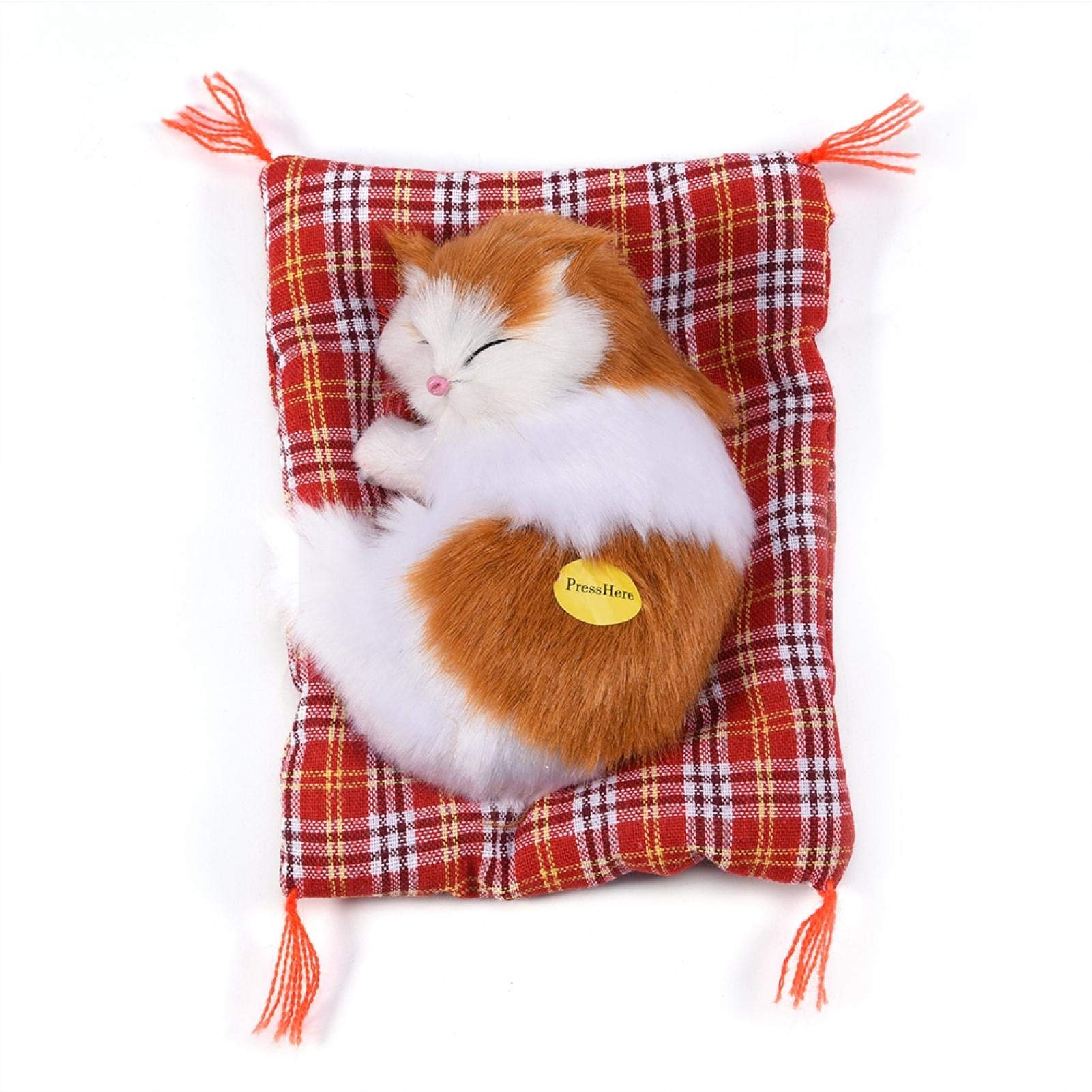 Simulazione Peluche Gatto Giocattolo, 4 Tipi Simulazione Peluche Gatto Peluche Giocattolo Sonoro Decorazione della Casa - per Bambini(Giallo + Bianco)