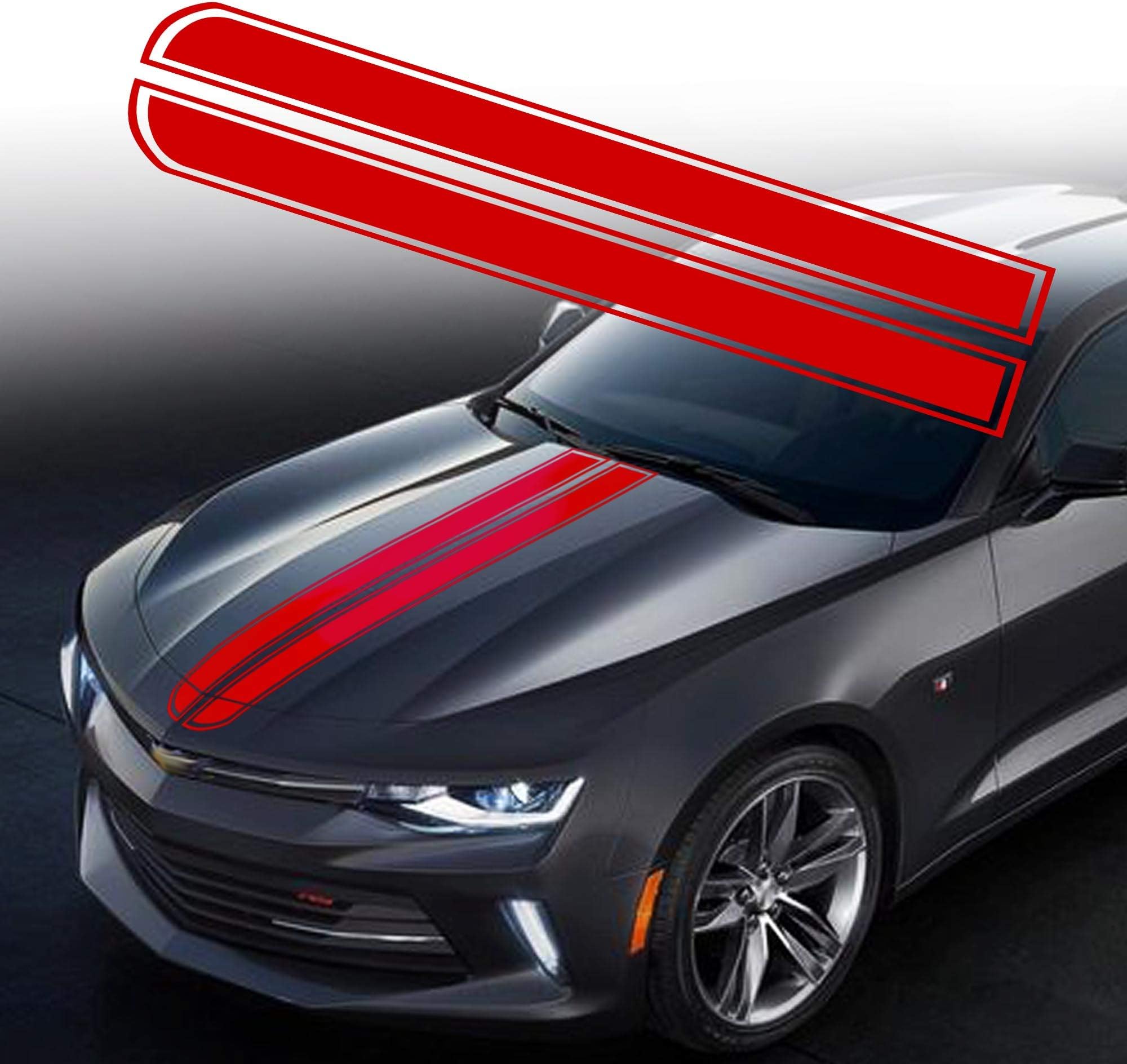 TOMALL 50.8"x 9.5" Car Hood Stripe Sticker Auto Racing Body Side Stripe Decal Skirt Roof Hood Bumper Stripe Decal Vinyl Modified Stripe Decal Decoration for Car (Red)
