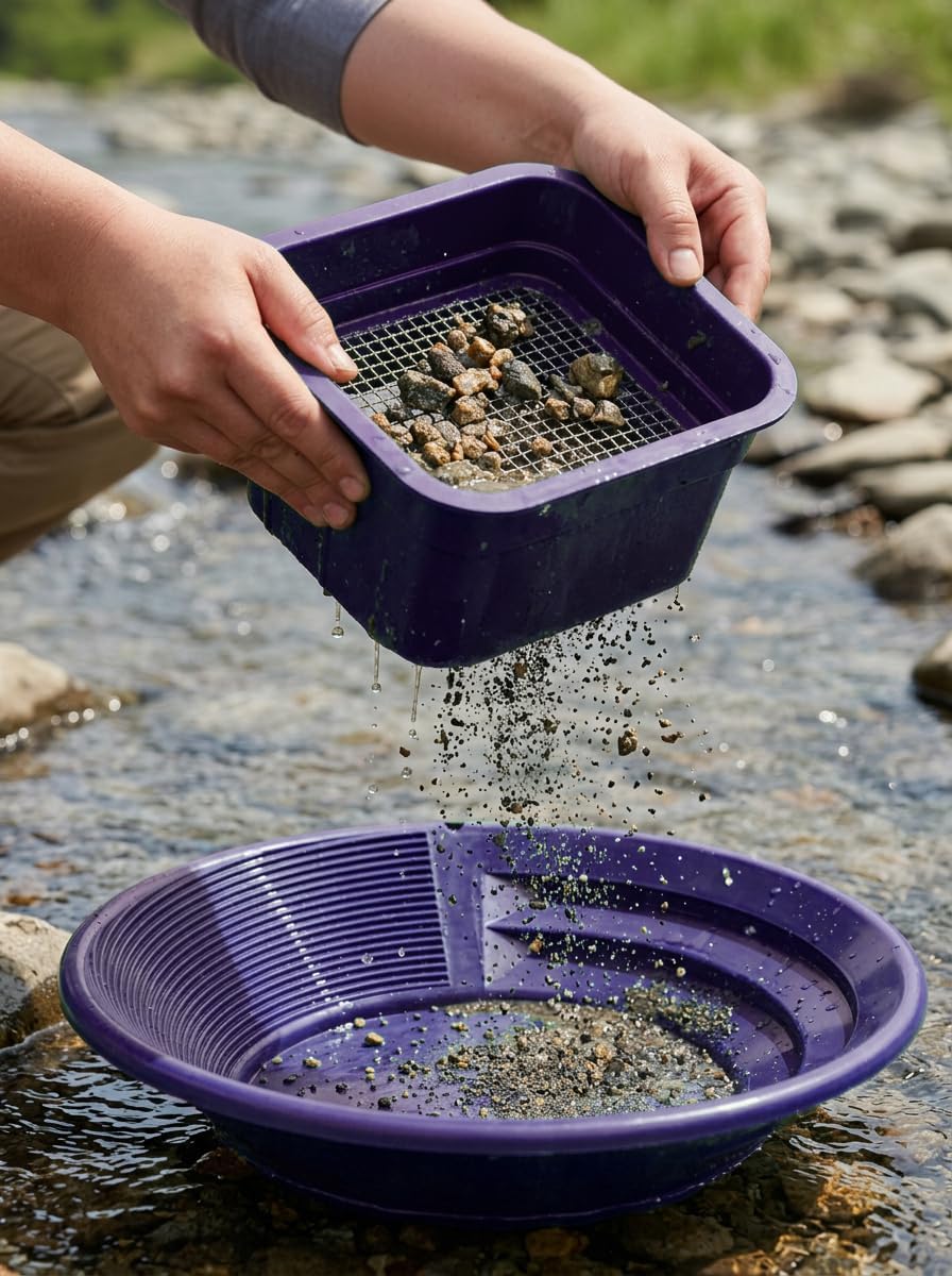Compact Gold Prospecting Kit with 12" Pocket Sluice Box – Includes Miner’s Moss, Gold Trap Mat, Classifier Pan, Vials, and Tote Backpack image 3