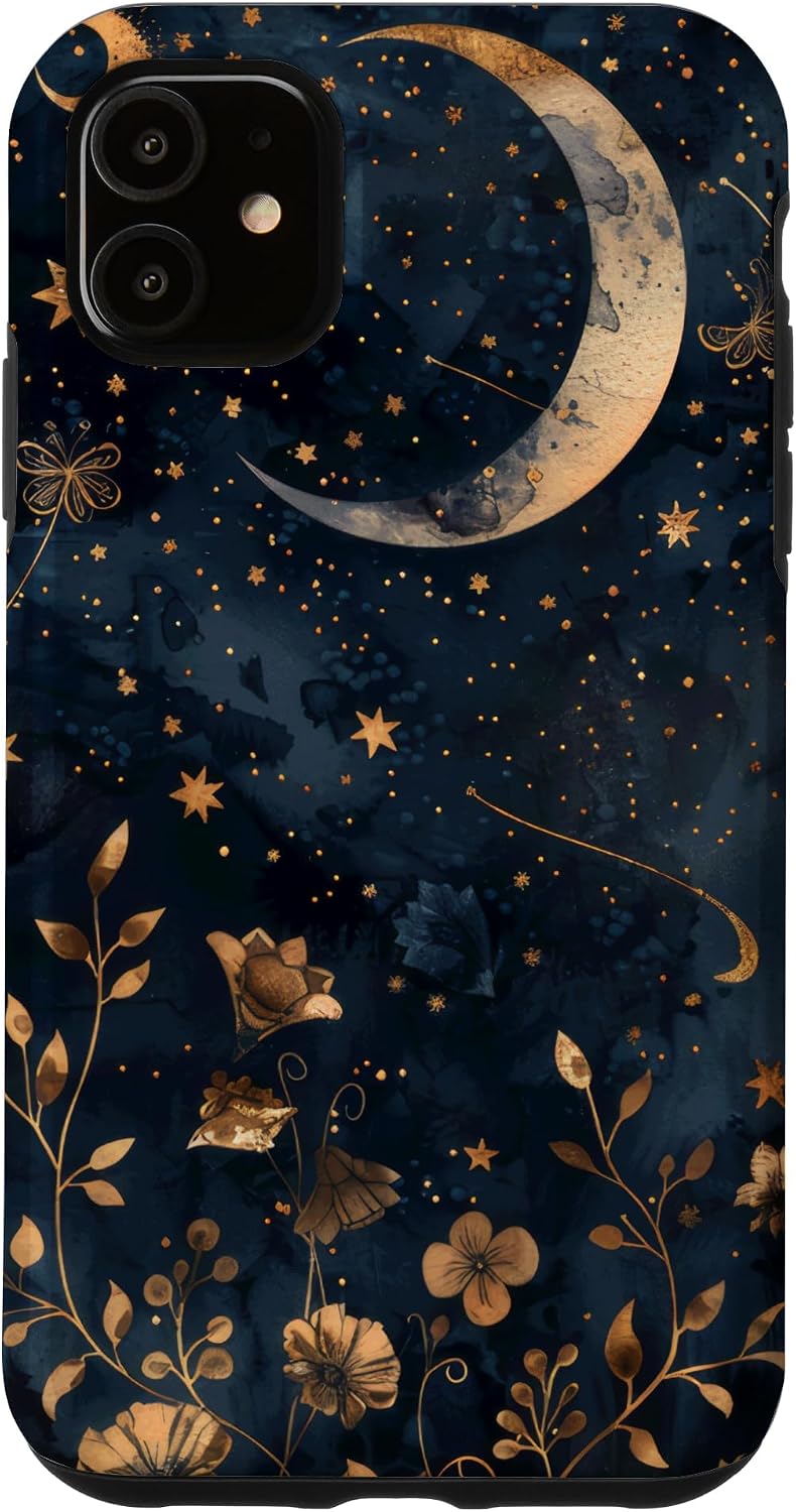 Dark Academia Aesthetic Witches Witchy Celestial Stars Moon Case for iPhone 11