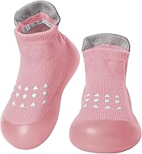 Aisprts Chaussons Enfant, Chausson Chaussette, Chaussures Premiers Pas Chaussette Antiderapante Unisexe Bebe Antidérapantes avec Semelle en Caoutchouc Souple