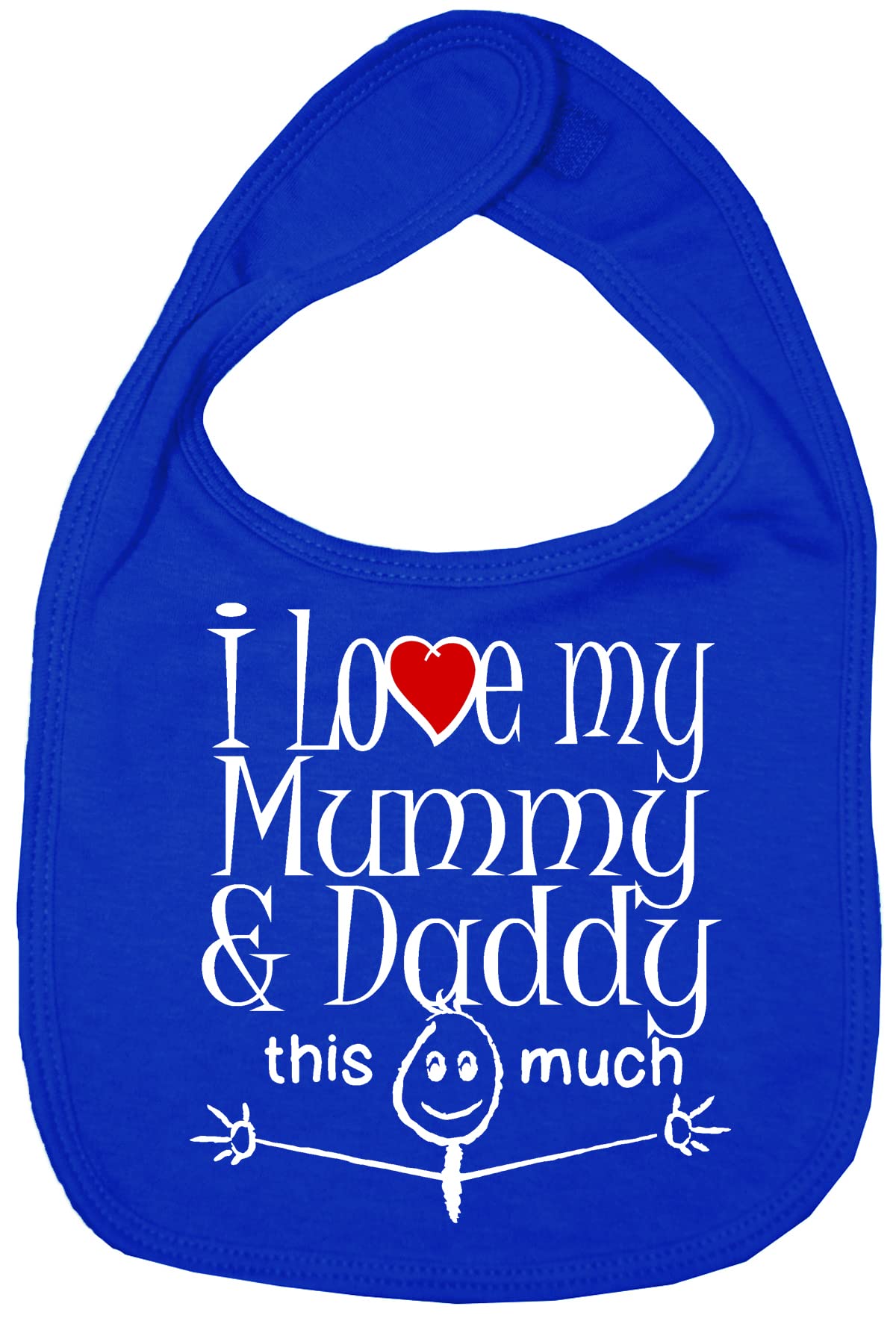 Image is Everything IiE, I Love My Mummy & Daddy This Much, Son Daughter Baby Unisex Soft Cotton Feeding Bib, Royal Blue