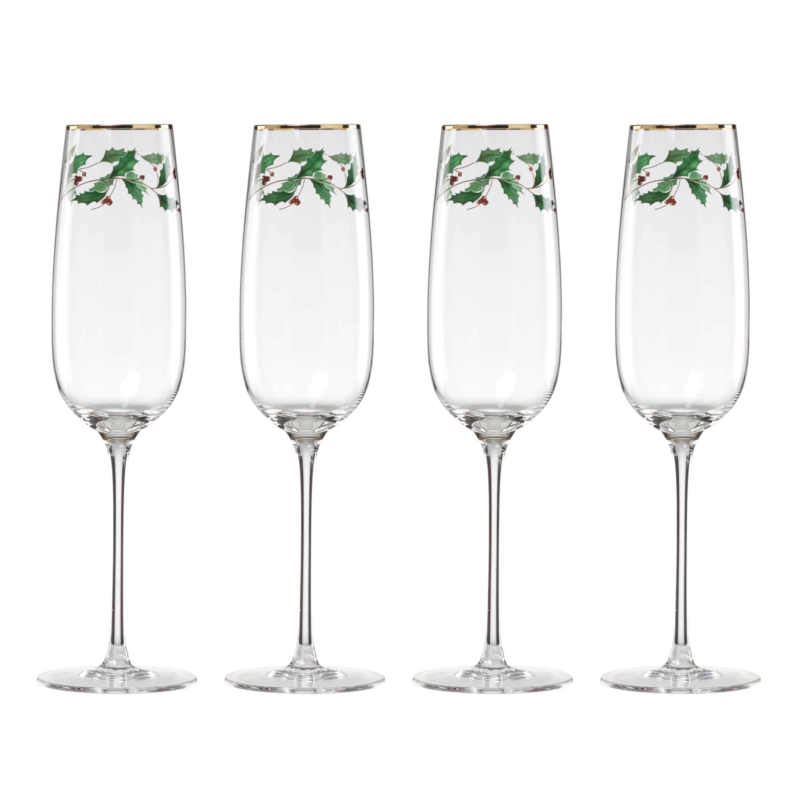 Lenox Holiday Flutes - Set of 4 Champagne Glasses -1