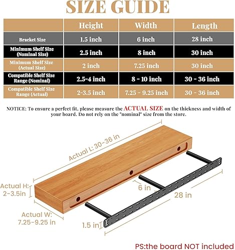 Miniatura 15 de 2 piezas de accesorios flotantes para estantes ocultos, soporte de estante oculto, montaje en pared, soporte de estantes flotantes invisibles