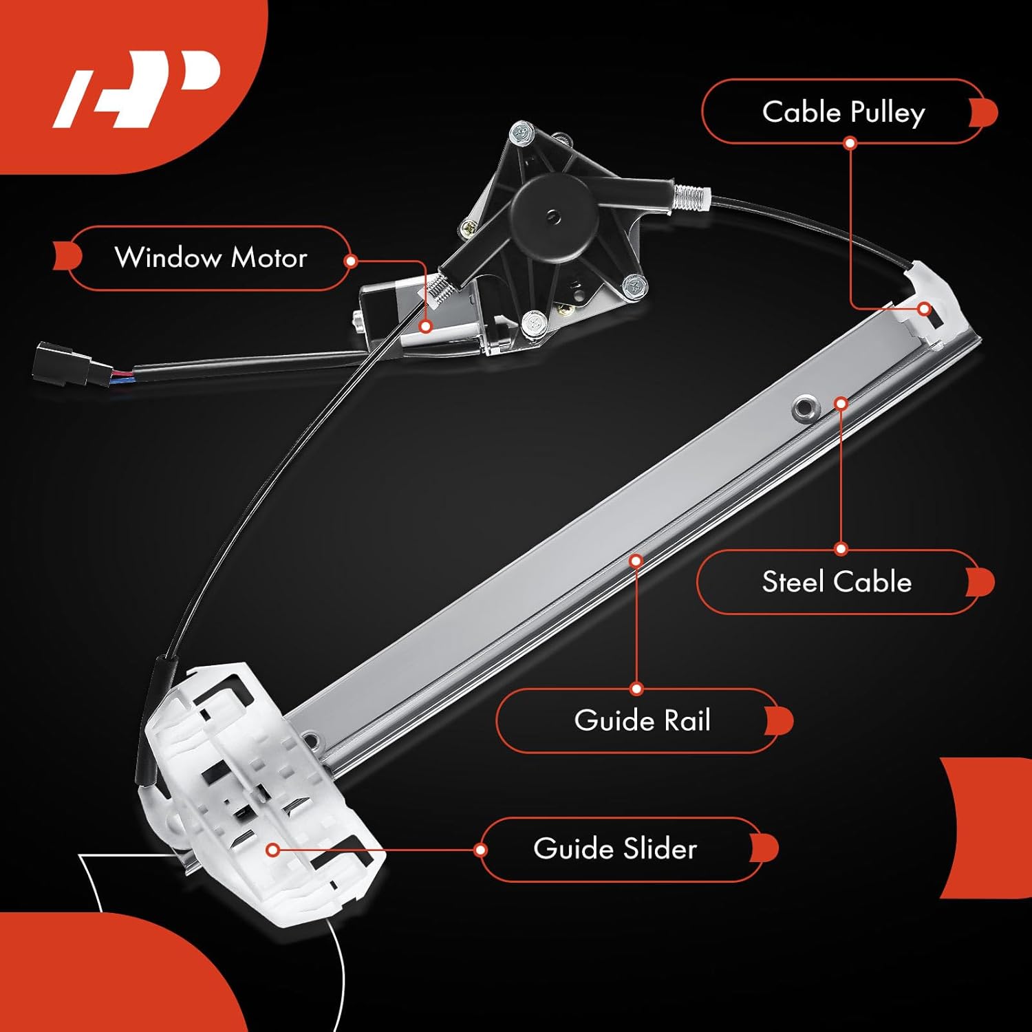 A-Premium Power Window Regulator with 2-Pin Motor Replacement for Jeep Wrangler 2007-2017, Wrangler JK 2018, Front Left Driver Side, Replace# 68014949AA