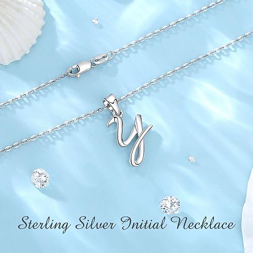 Miniatura 3 de EUDORA Collares de plata esterlina con inicial para mujer, regalos clásicos de 26 letras sin cuello para niñas, hermana, madre hija, cadena de 18