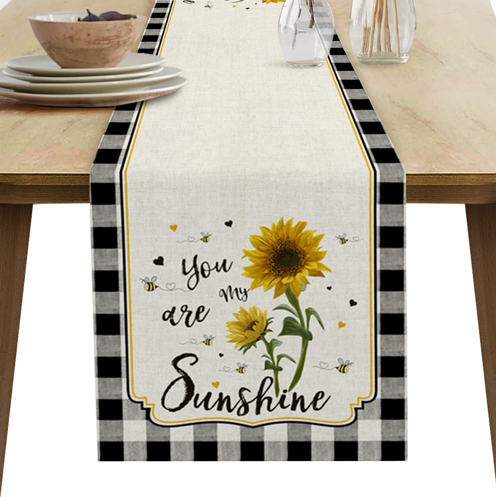 Homeown Rustic Plaid Table Runner, 