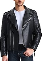 WULFUL Men's Faux Leather Bomber Jacket Slim Fit Asymmetric Zip Motorcycle Biker Coat