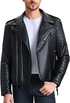 WULFUL Men's Leather Jackets, Faux Bomber Jacket for Men