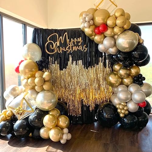 Miniatura 4 de Paquete de 125 globos metálicos dorados de diferentes tamaños, 1812105 pulgadas, kit de guirnalda de globos de látex dorado cromado para Navidad,