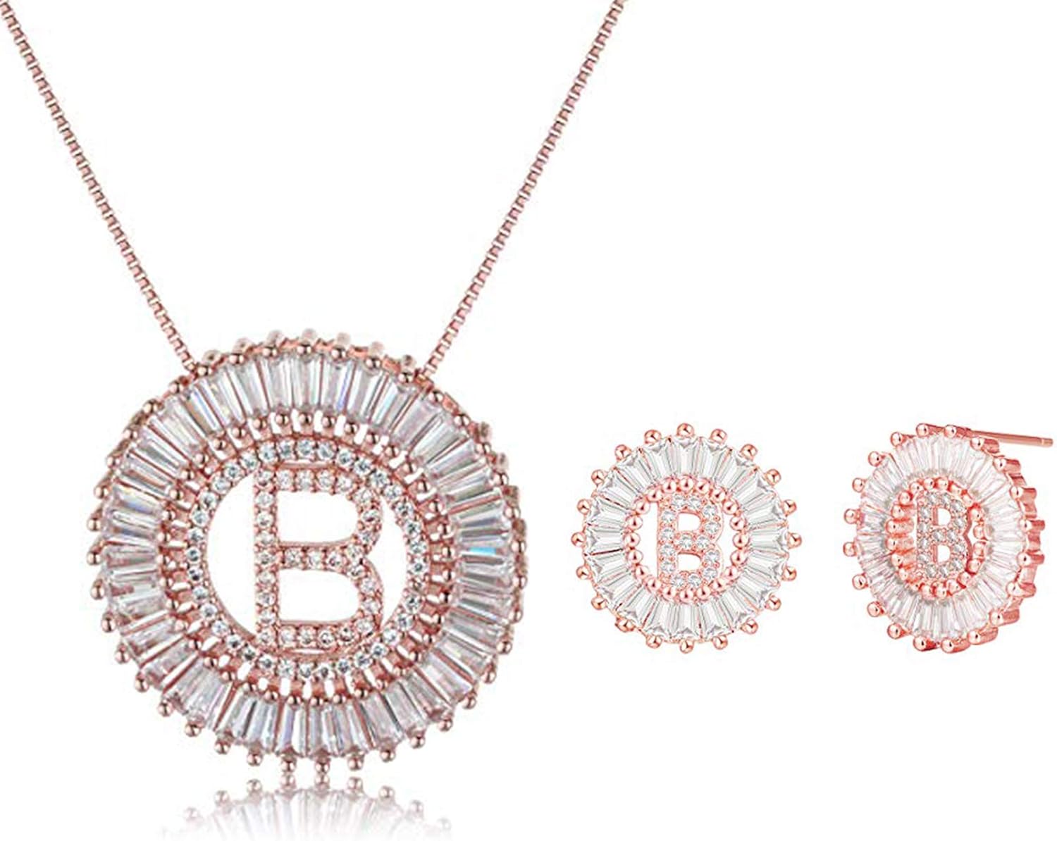 COTTVOTT Charms Initial Letter Pendant Necklace Stud Earrings Set for Women