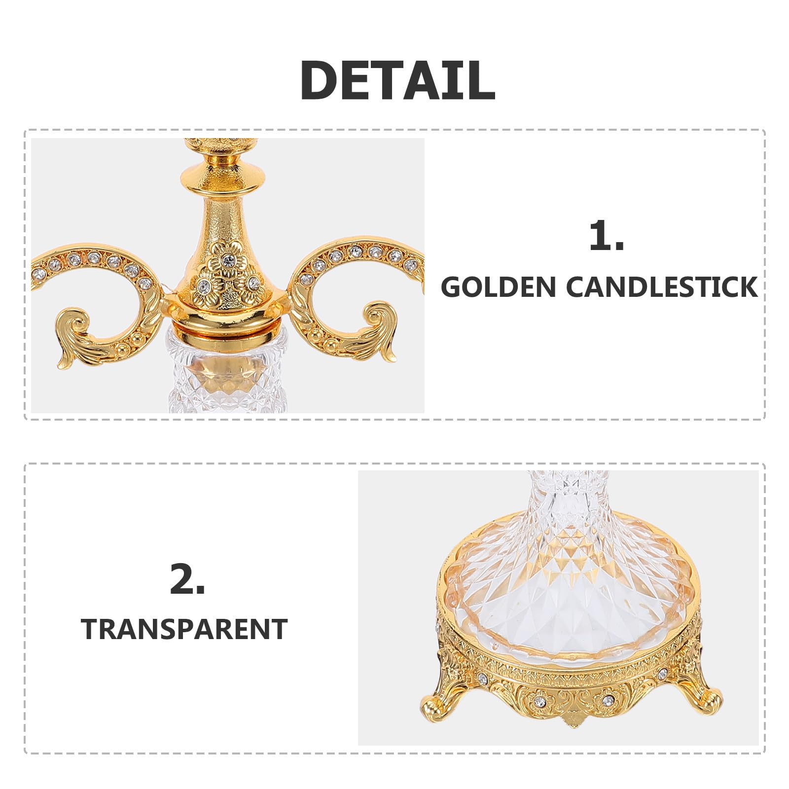 Cabilock Goldener aus Aluminiumlegierung und Glas 3 Armiger Kandelaber mit Romantischem Kerzenlicht zur Thanksgiving und Weihnachtsfeier für Festliche Tischdekoration