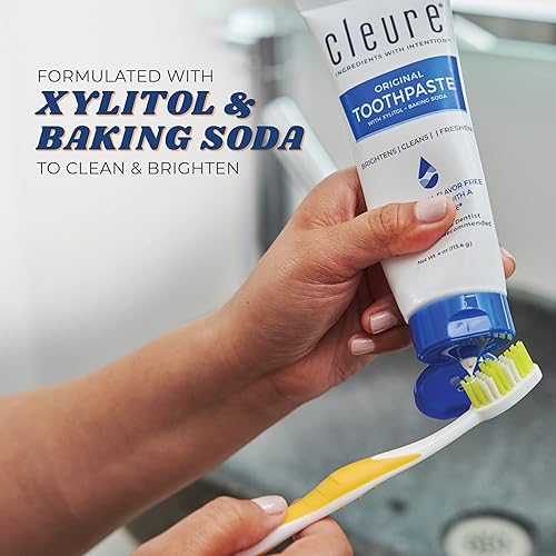 Miniatura 3 de Cleure Pasta dental original sin flúor, sin SLS, sin menta, con xilitol para un aliento fresco y ayuda a blanquear, para niños y adultos, sin sabor