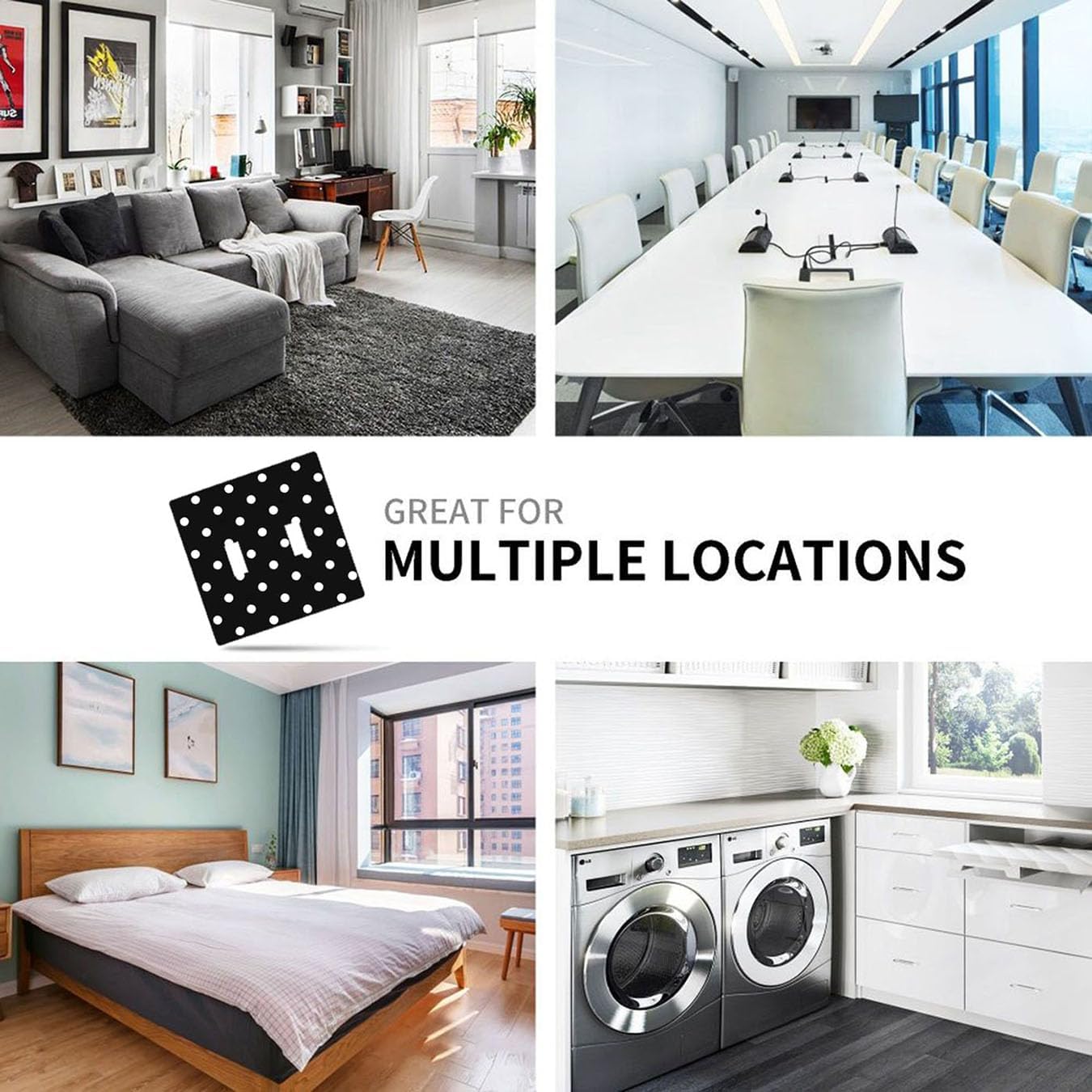 Moslion Black White Polka Dots 2-Gang Toggle Wall Plate Vintage Spots Light Switch Covers For Hotel Office Restaurant