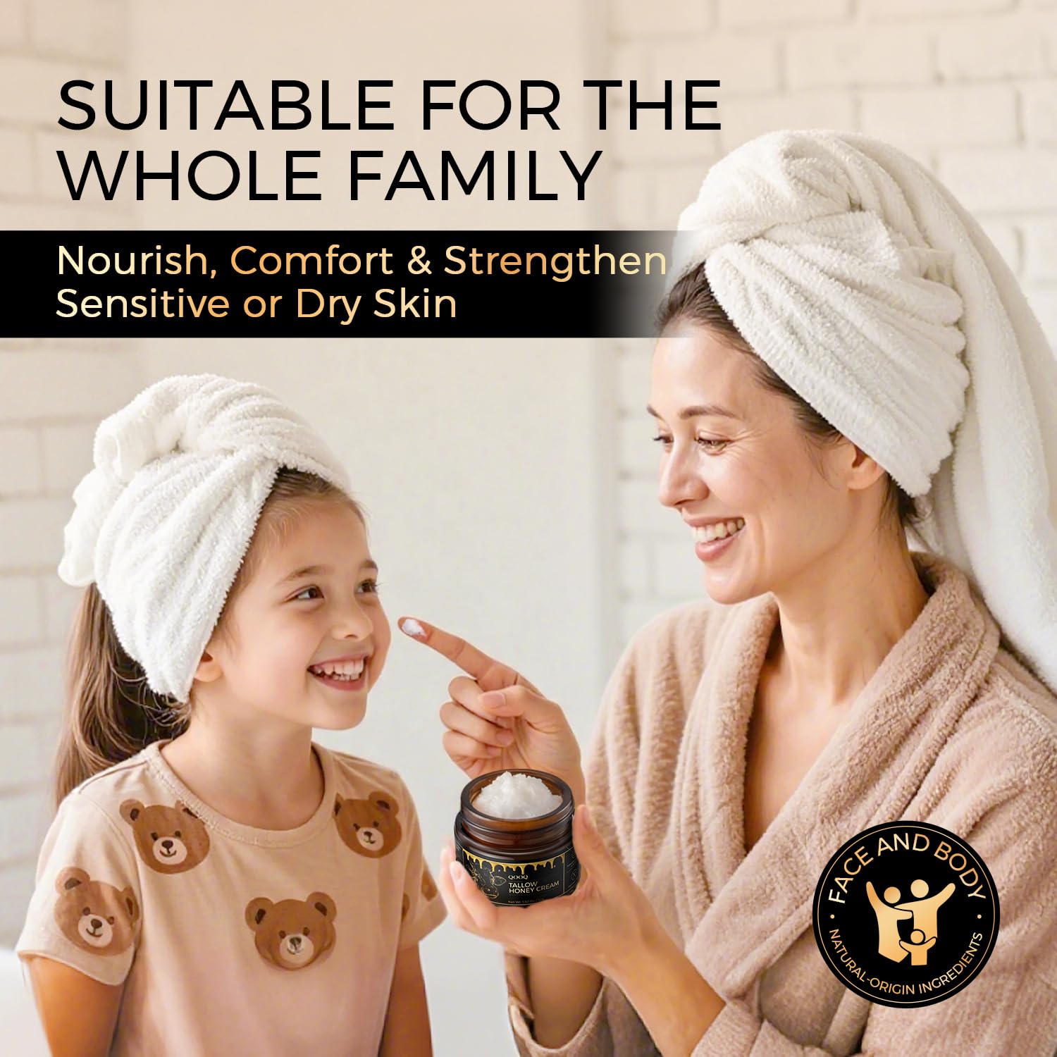 QOOQ 100% Grass Fed Beef Tallow for Skin with Raw Honey & Beach Rose Oil - for Sensitive & Eczema Skin - Natural Face/Body Butter + Lip Balm, Unscented, 4.23 oz